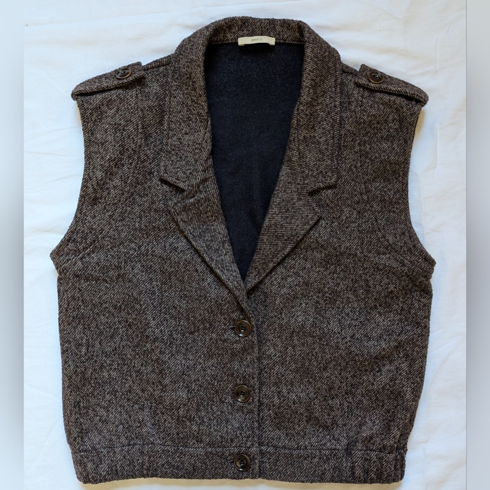 Sessun Landie Jack Tweed Button Up Vest Epaulettes, Fall '24, Small (US 4), EUC